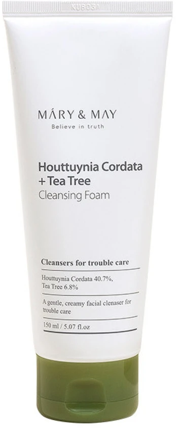 MARY & MAY Houttuynia Cordata + Tea Tree Cleansing Foam valomosios veido putos probleminei odai, 150 ml
