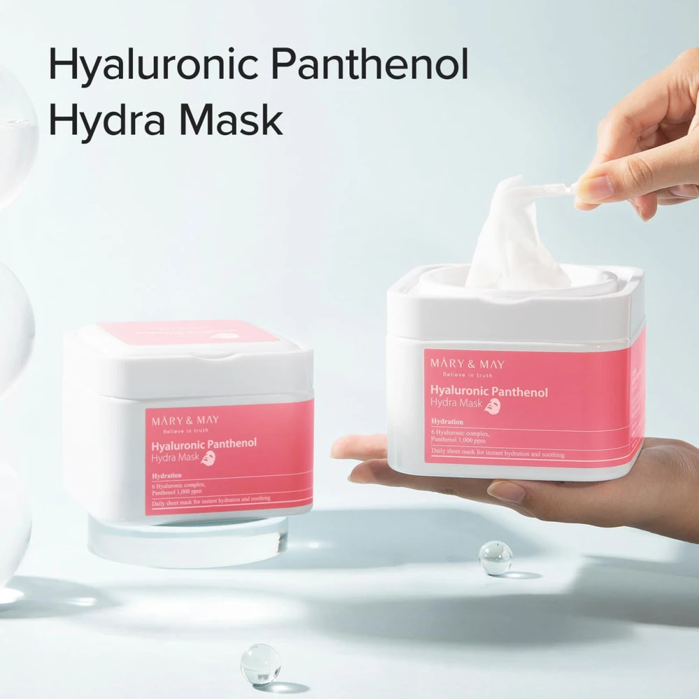 Mary Amp May MARY - MAY Drėkinamoji hialurono pantenolio kaukė (Hydra Mask) 30 vnt.
