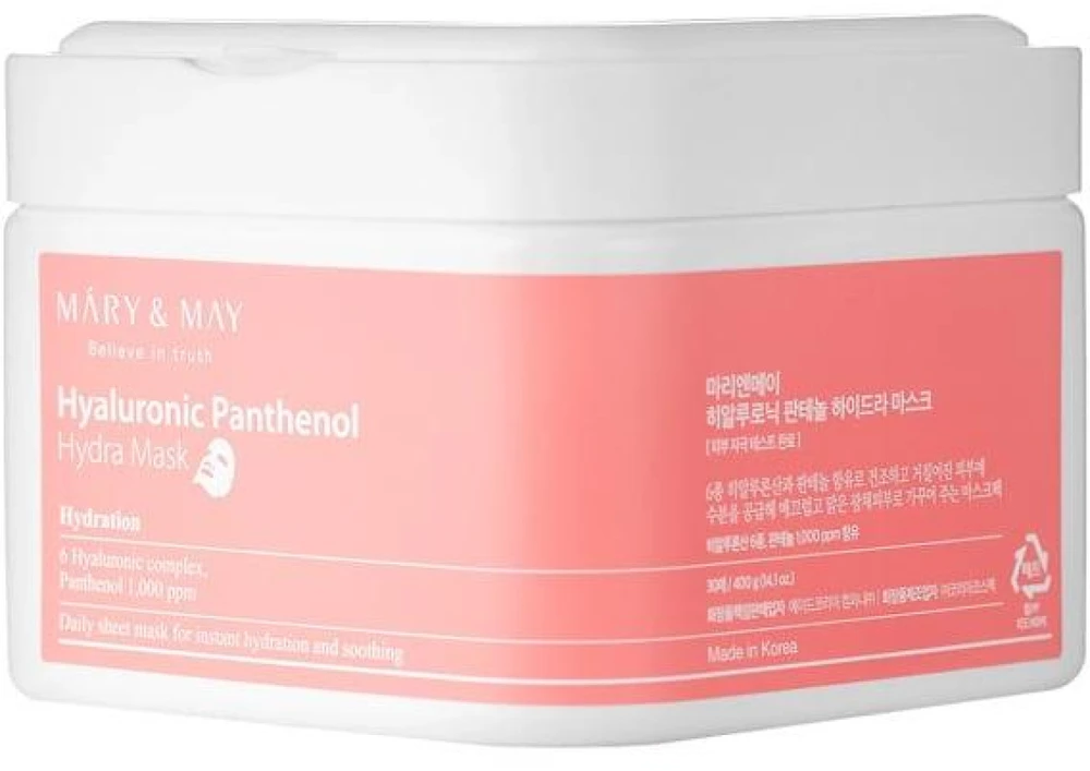 Mary Amp May MARY - MAY Drėkinamoji hialurono pantenolio kaukė (Hydra Mask) 30 vnt.