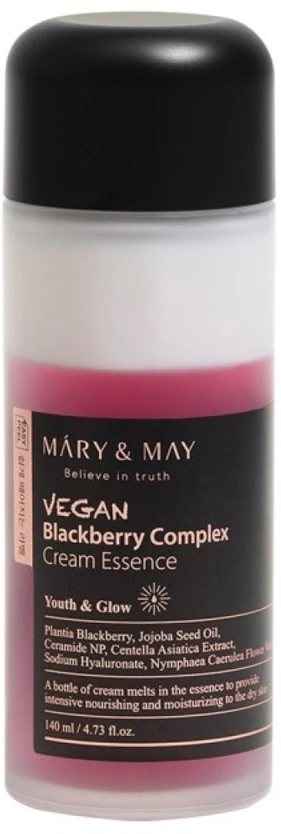Mary & May Vegan Blackberry Complex Kreminis Essence Youth & Glow dvifazė esencija veidui, 140 ml