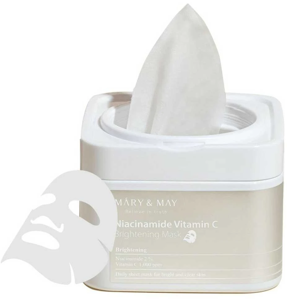 Mary&May Mary & May Niacinamide Vitamin C Brightening Mask šviesinanti lakštinė veido kaukė, 30 vnt.