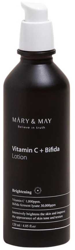 MARY & MAY skaistinamasis odos losjonas su vitaminu C ir bifida (losjonas), 120 ml