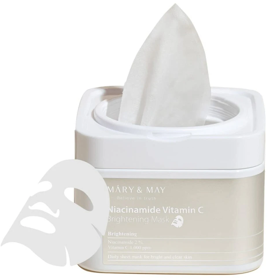 Mary&May Mary & May Niacinamide Vitamin C Brightening Mask šviesinanti lakštinė veido kaukė, 30 vnt.
