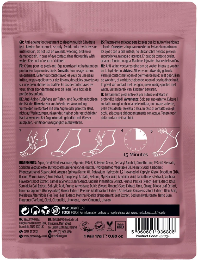 maskology FOOT MASK Professional Foot Bootie pėdų kaukė-kojinės, 1 pora