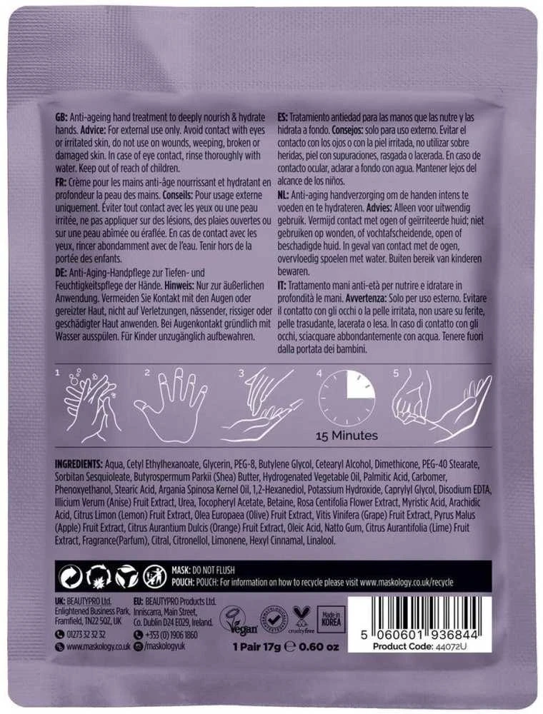 maskology HAND MASK Professional Hand Glove rankų kaukė-pirštinės, 1 pora