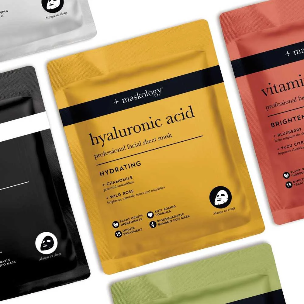 maskology HYALURONIC ACID Professional Sheet Mask lakštinė veido kaukė su hialuronu, 22 ml