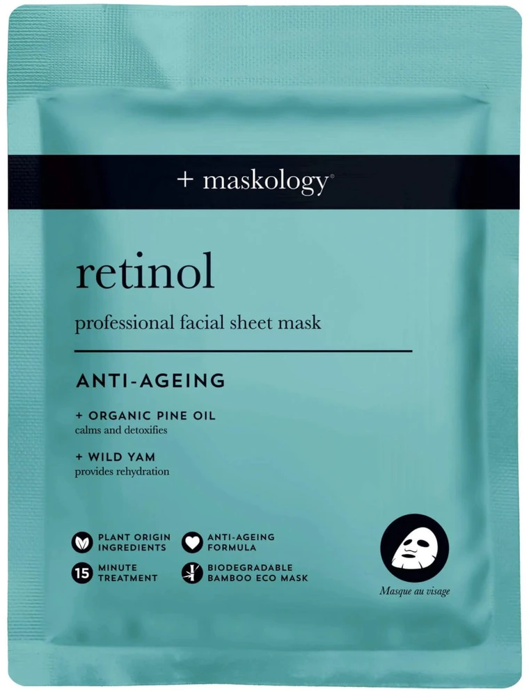 maskology RETINOL Professional Sheet Mask lakštinė veido kaukė su retinoliu, 22 ml