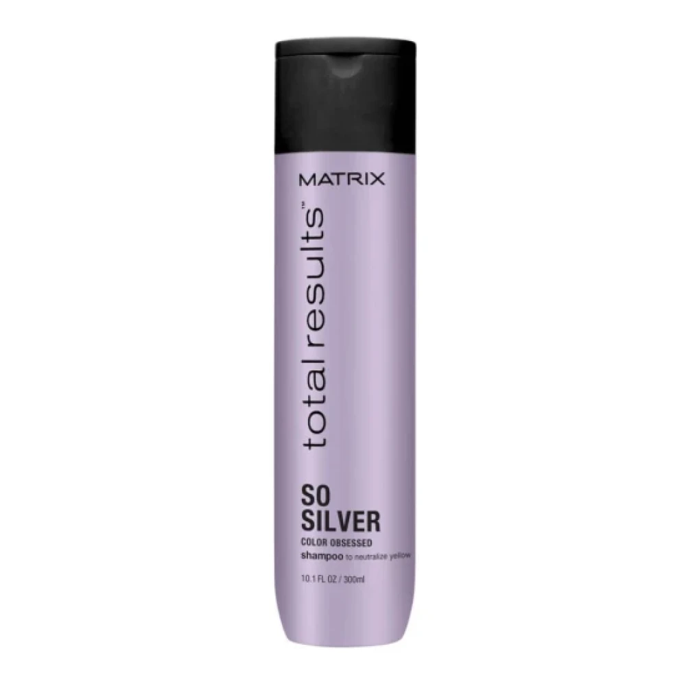 Šampūnas baltiems, pilkiems, žiliems ir šviesiai dažytiems plaukams Matrix Total Results So Silver Color Obsessed 300ml