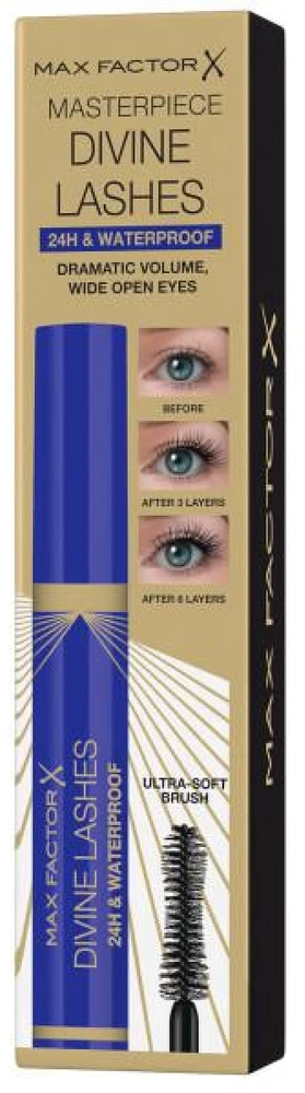 "Max Factor Divine Lashes 24h y" vandeniui atsparus blakstienų tušas juodas