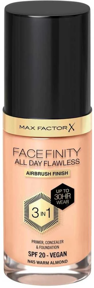 Max Factor Facefinity All Day Flawless makiažo pagrindas moterims 30 ml, spalva: N45 Warm Almond