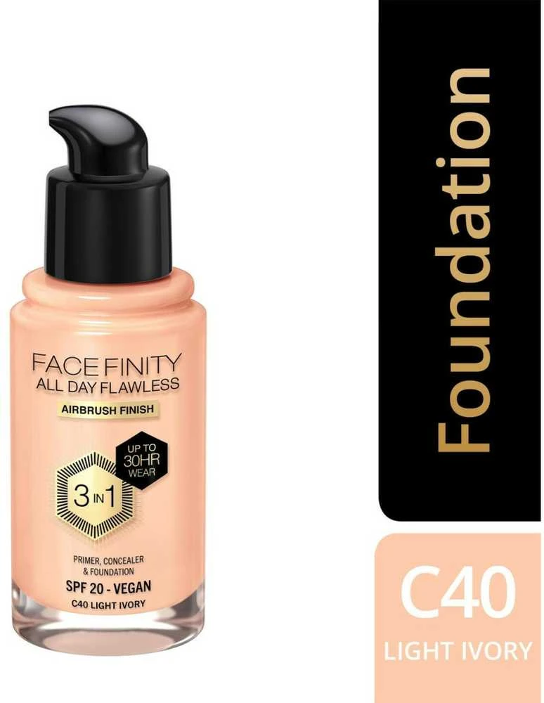 Max Factor Facefinity All Day Flawless makiažo pagrindas moterims 30 ml, spalva: C40 Light Ivory