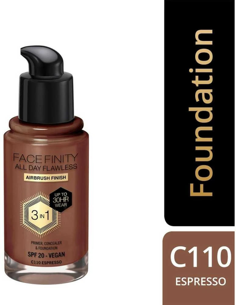 Max Factor Facefinity All Day Flawless makiažo pagrindas moterims 30 ml, spalva: C110 Espresso