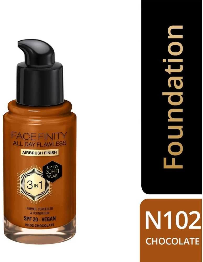 Max Factor Facefinity All Day Flawless makiažo pagrindas moterims 30 ml, spalva: N102 Chocolate
