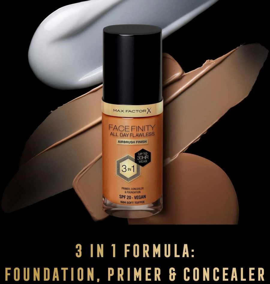 Max Factor Facefinity All Day Flawless makiažo pagrindas moterims 30 ml, spalva: N84 Soft Toffee