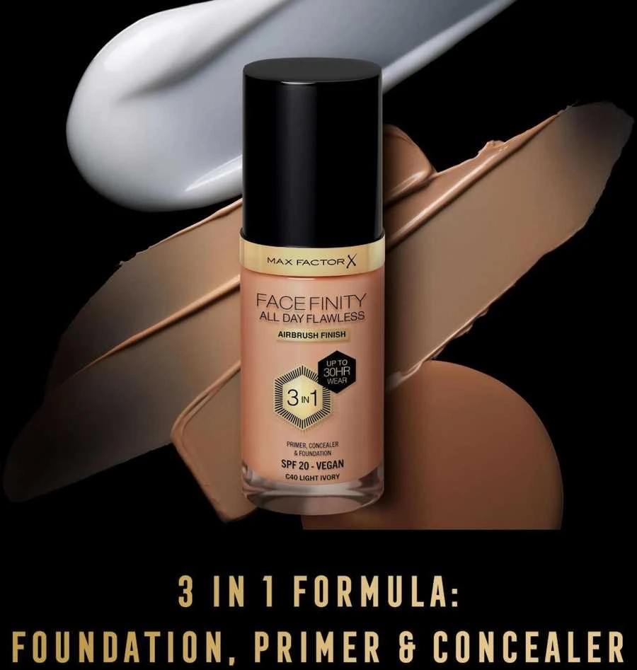 Max Factor Facefinity All Day Flawless makiažo pagrindas moterims 30 ml, spalva: C40 Light Ivory