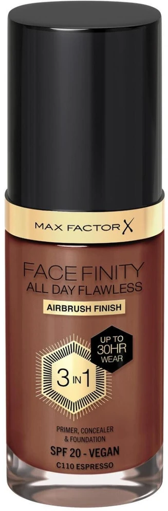 Max Factor Facefinity All Day Flawless makiažo pagrindas moterims 30 ml, spalva: C110 Espresso