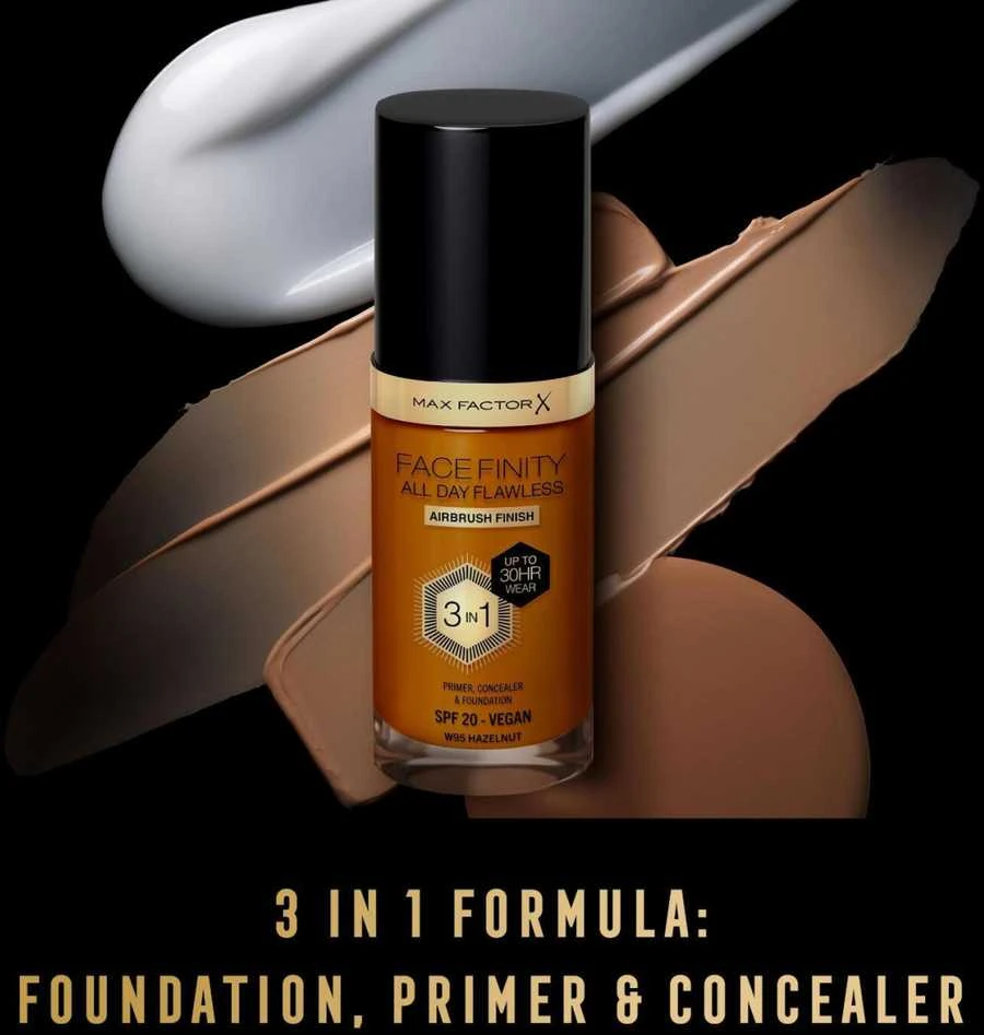 Max Factor Facefinity All Day Flawless makiažo pagrindas moterims 30 ml, spalva: W95 Hazelnut