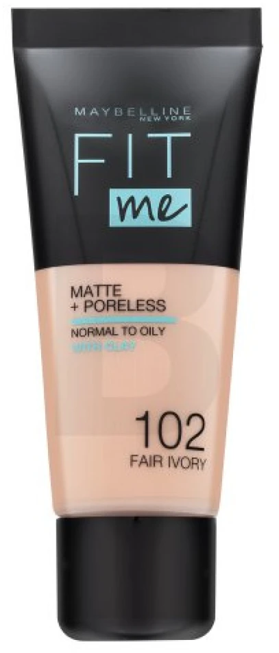 Maybelline Fit Me Matte & Poreless 102 Fair Ivory Vamzdelis Skystis 30 ml