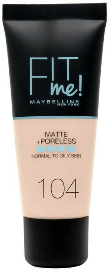 Maybelline Fit Me Matte & Poreless 104 Soft Ivory Buteliams Skystis 30 ml