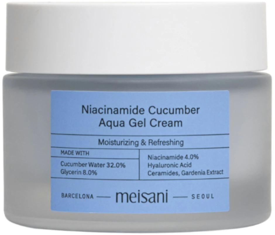 Meisani Niacinamide Cucumber Aqua Gel Kreminis gaivinantis gelinis veido kremas, 50 ml