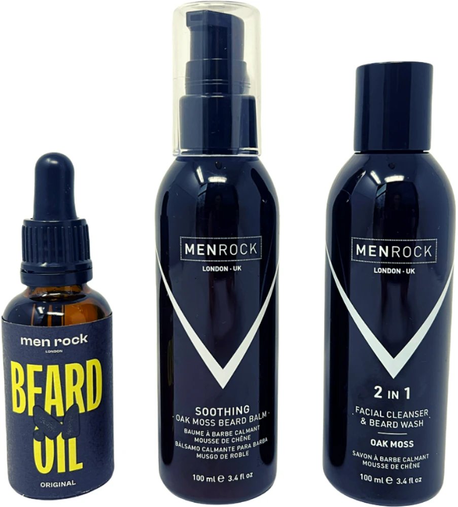 Men Rock Beardy Beloved Soothing Oak Moss Beard Kit Barzdos priežiūros rinkinys, 1vnt