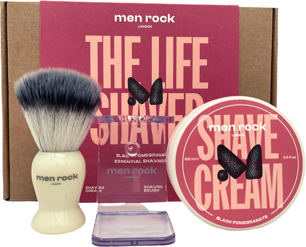 Men Rock The Life Shaver Juodas Pomegranate Essential Shaving Kit Skutimosi priemonių rinkinys, 1vnt