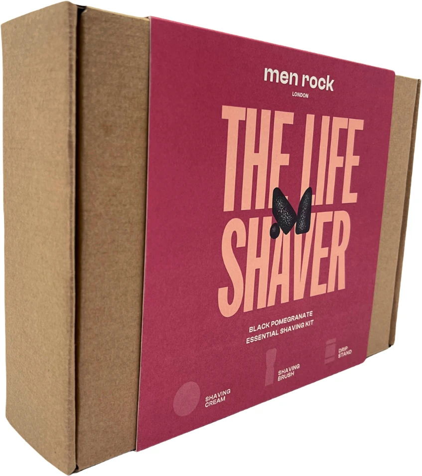 Men Rock The Life Shaver Juodas Pomegranate Essential Shaving Kit Skutimosi priemonių rinkinys, 1vnt