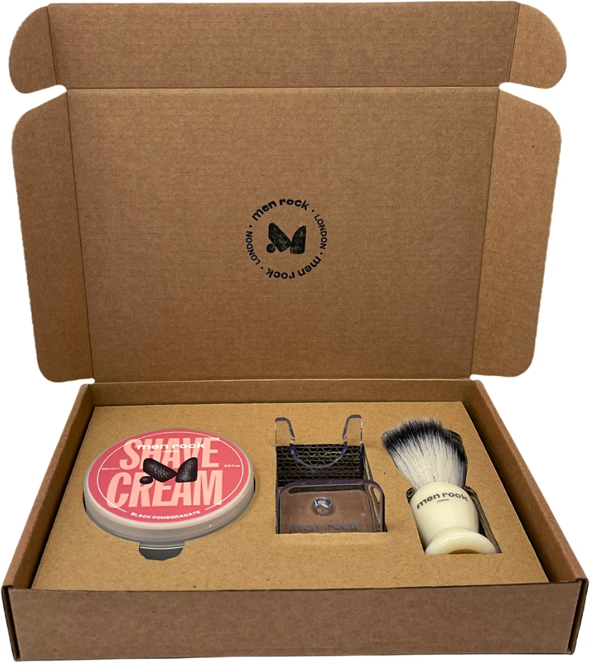 Men Rock The Life Shaver Juodas Pomegranate Essential Shaving Kit Skutimosi priemonių rinkinys, 1vnt