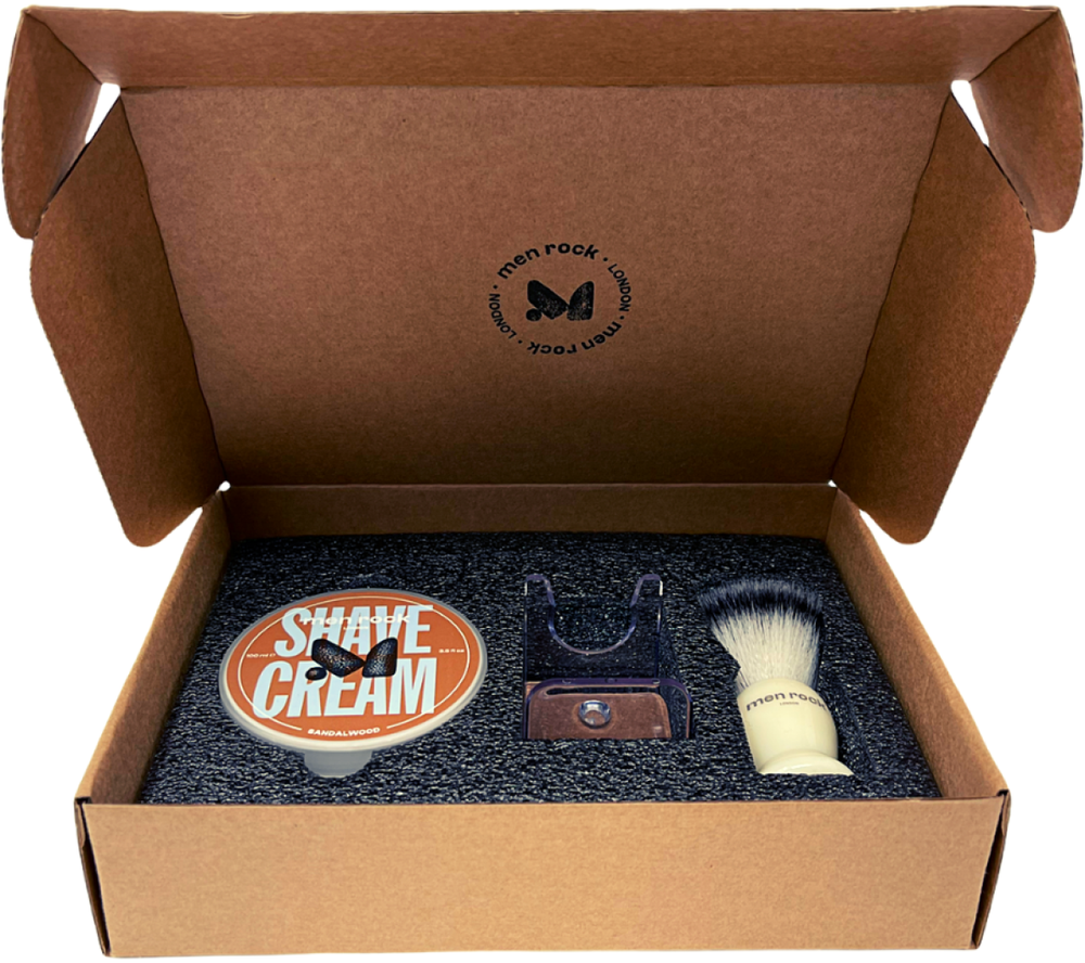 Men Rock The Life Shaver Sandalwood Essential Shaving Kit Skutimosi priemonių rinkinys, 1vnt