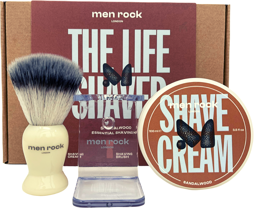 Men Rock The Life Shaver Sandalwood Essential Shaving Kit Skutimosi priemonių rinkinys, 1vnt