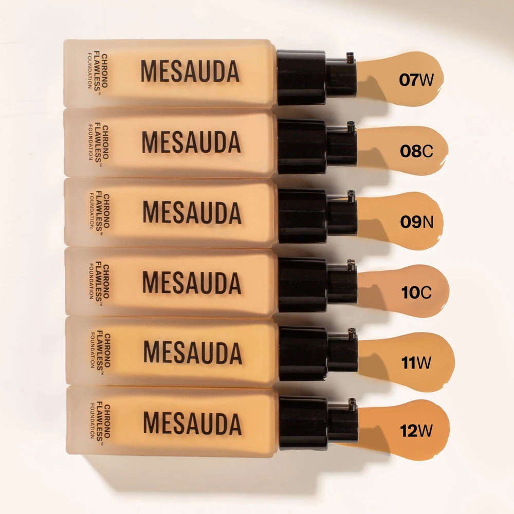 Mesauda Chrono Flawless Foundation stipriai maskuojantis makiažo pagrindas, atspalvis: 7W, 30 ml