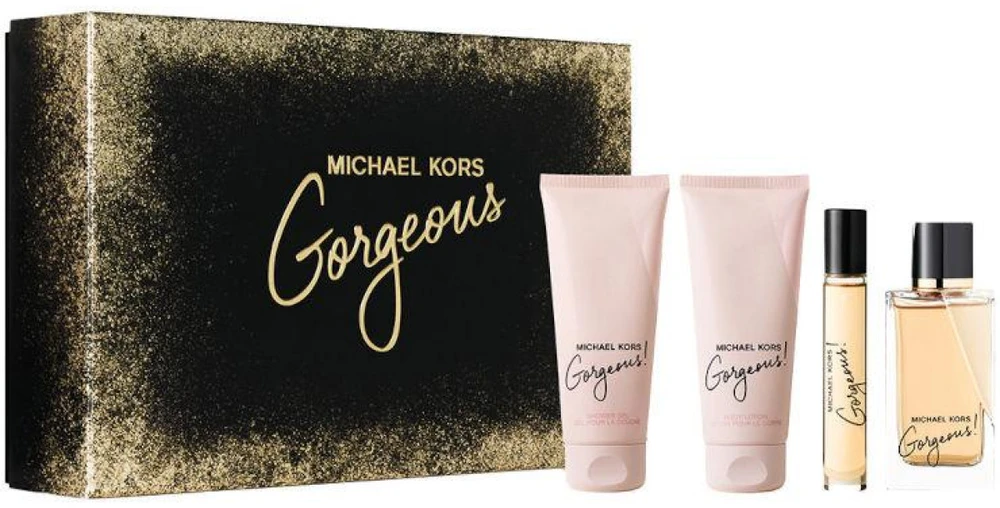 Michael Kors Gorgeous! rinkinys moterims (EDP, 100 ml + EDP, 10 ml + kūno losjonas, 100 ml + dušo želė, 100 ml)