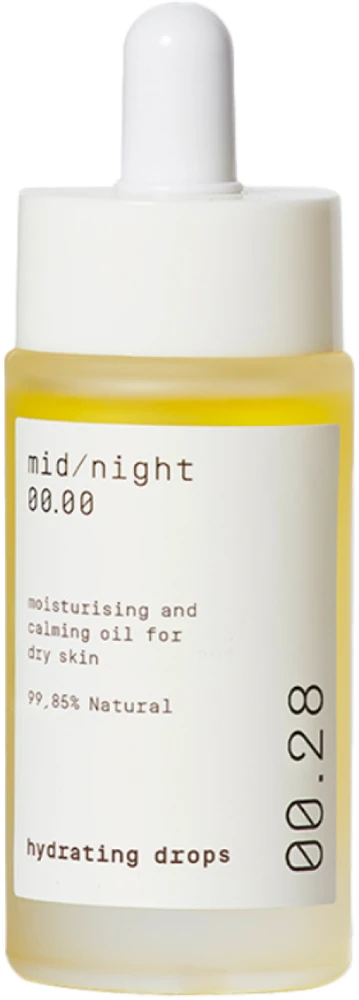 Mid/night 00.00 00.28 Hydrating Drops Moisturizing and Calming Oil For Dry Skin drėkinamasis veido aliejus, 30 ml