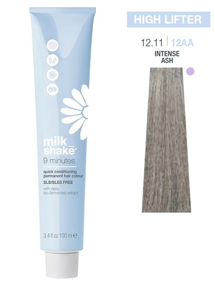 Milk Shake 9 Minutes SLS/SLES-Free Permanent Hair Dye 12.1112AA Intense Ash, 100 ml