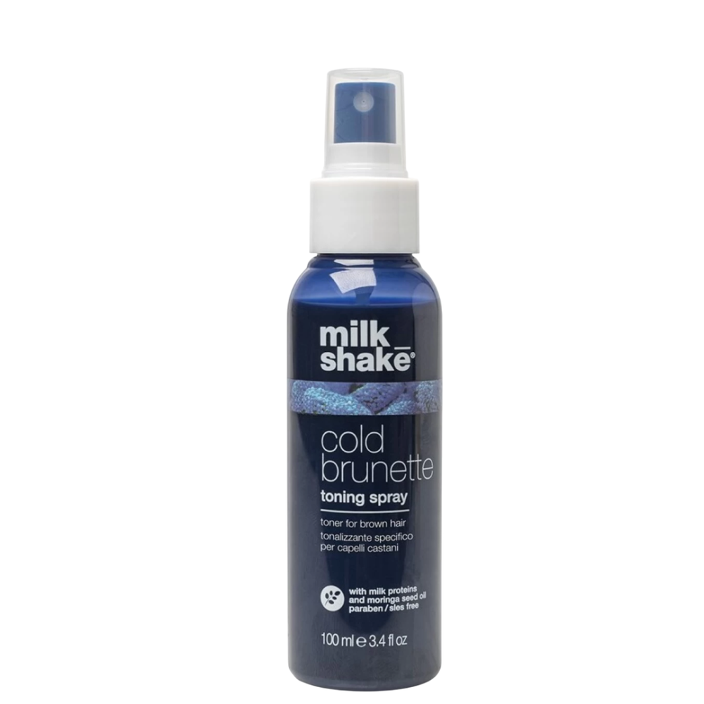 Milk Shake Pieno kokteilis „Šaltas brunetės spalvos plaukų tonizavimo purškiklis“ rudiems plaukams, 100 ml