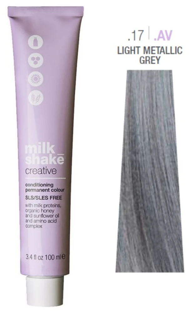 Milk Shake Creative SLS/SLES-Free Permanent Hair Dye .17.AV Light Metallic Pilkas, 100 ml