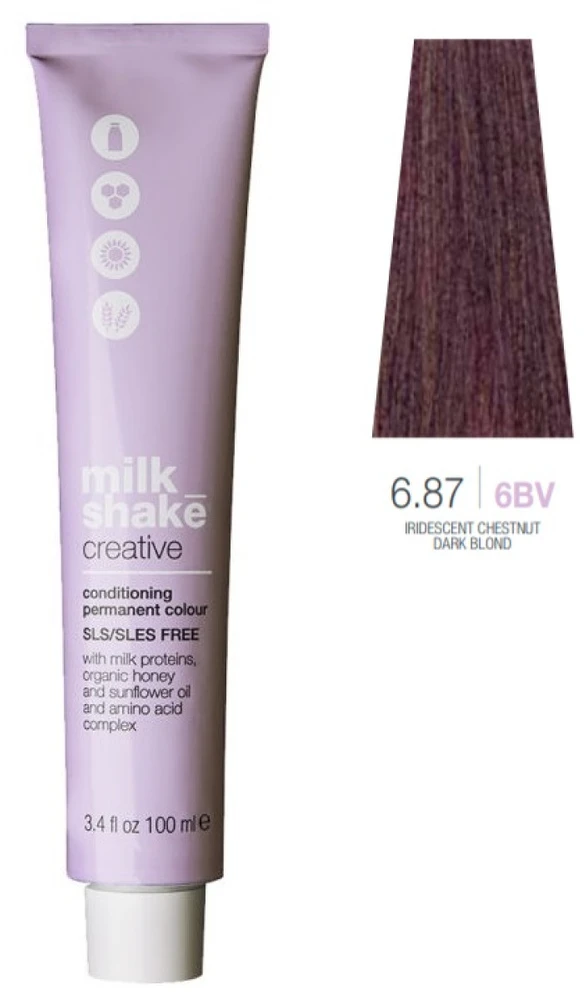 Milk Shake Creative SLS/SLES-Free Permanent Hair Dye 6.876BV Iridescent Chestnut Dark Blond, 100 ml
