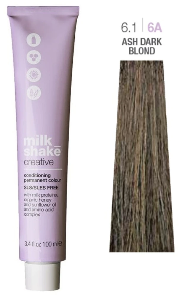 Milk Shake Creative SLS/SLES-Free Permanent Hair Dye 6.16A Ash Dark Blond, 100 ml