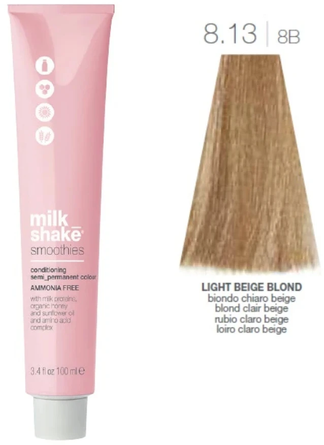 Milk Shake Milk_Shake Smoothies Semi Permanent Color 8.13 Light rusvai gelsvas Skirtas šviesiems plaukams, 100 ml