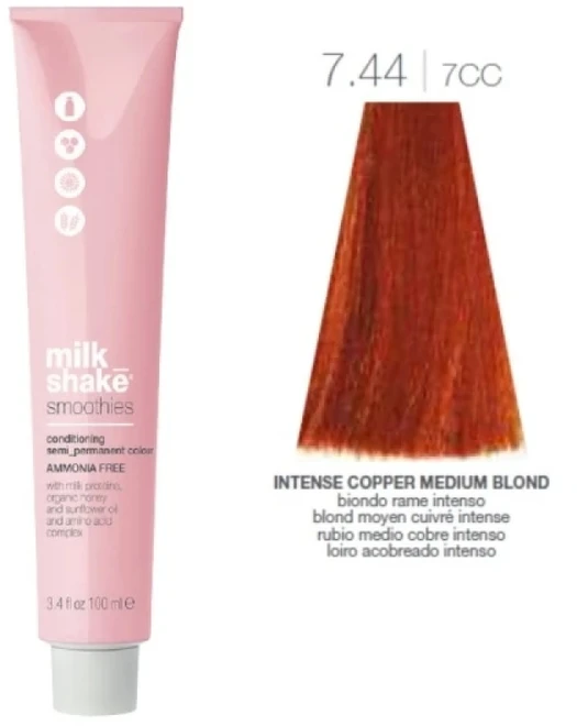 Milk Shake Milk_Shake kokteiliai pusiau nuolatinės spalvos 7.44 Intense Copper Medium Blond, 100 ml