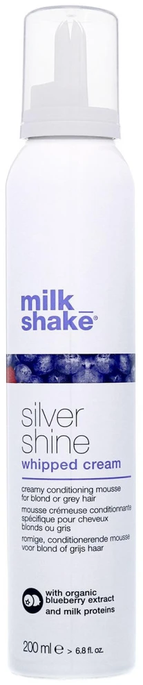 Kondicionuojančios putos šviesiems ir žiliems plaukams Milk_Shake Silver Shine Whipped Cream, 200 ml
