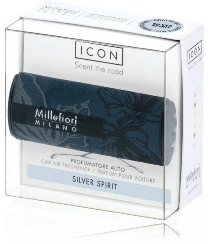 Millefiori Milano Icon Car Air Freshener Textil Floral Sidabrinis Spirit kvapas automobiliui, 47 g