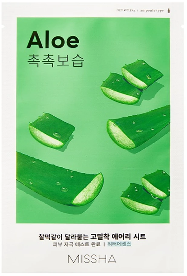 Missha Airy Fit Sheet Mask [Aloe] lakštinė veido kaukė, 19 ml