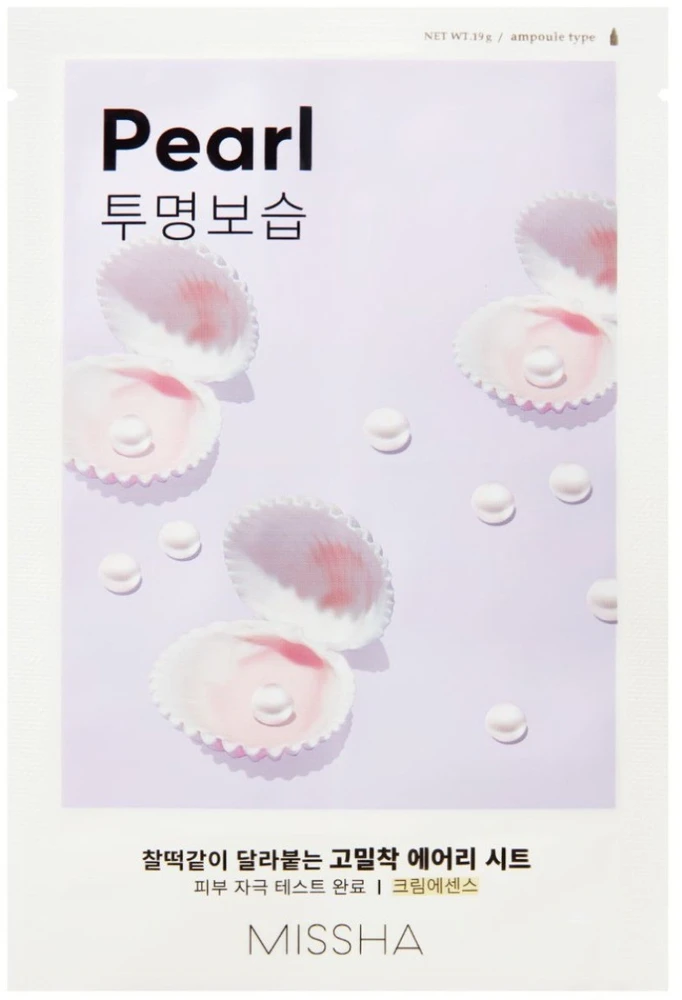 Missha Airy Fit Sheet Mask Pearl lakštinė veido kaukė su perlų ekstraktu, 19 g