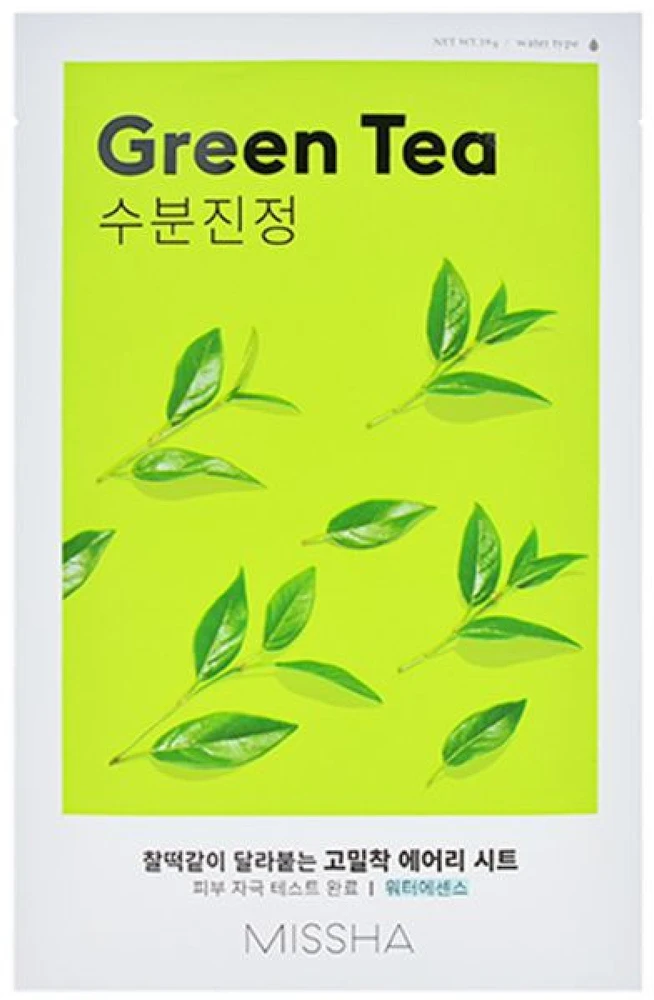 Missha Airy Fit Sheet Mask Žalias Tea lakštinė veido kaukė, 19 g