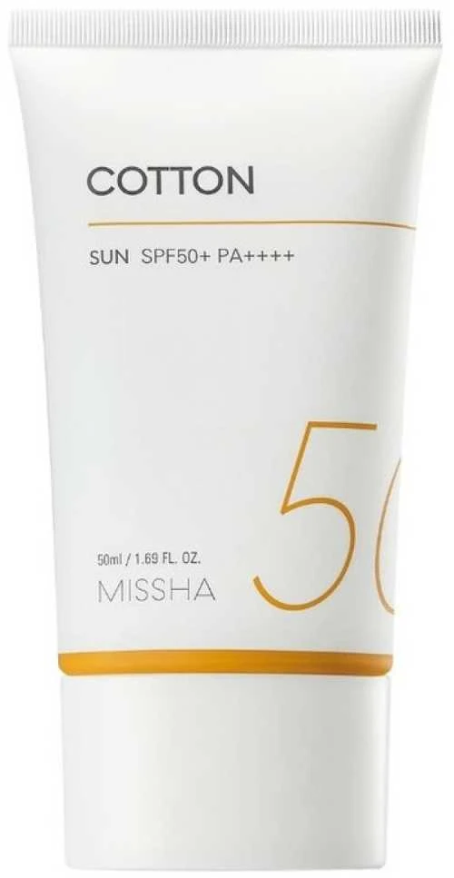 Missha All Around Safe Block Cotton Sun SPF 50+ matinį efektą suteikiantis veido kremas nuo saulės, 50 ml
