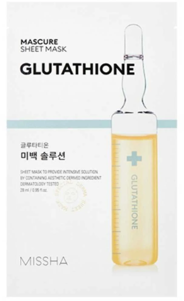 Missha Mascure Glutathione Sheet Mask šviesinamoji lakštinė veido kaukė, 27 ml