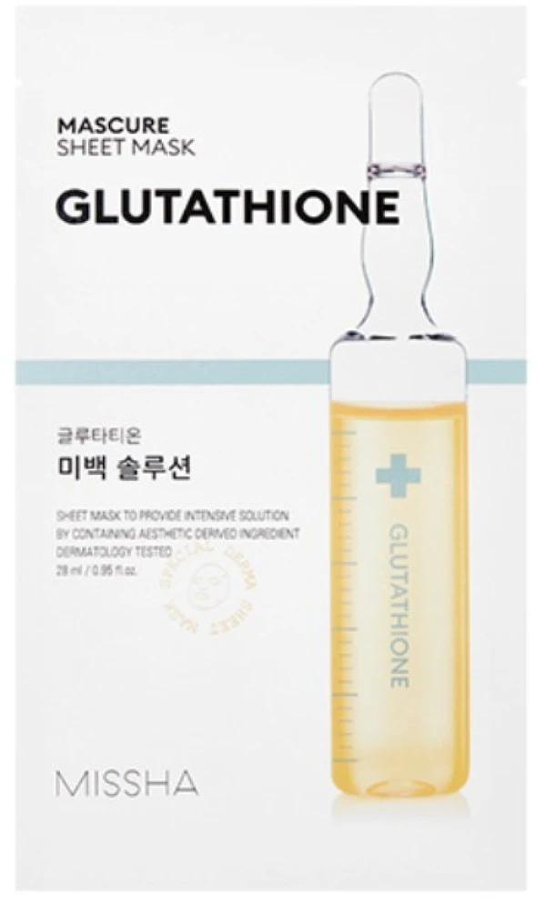 Missha Mascure Glutathione Sheet Mask šviesinamoji lakštinė veido kaukė, 27 ml