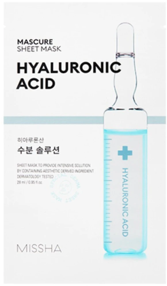 Missha Mascure Hyaluronic Acid Sheet Mask lakštinė veido kaukė su hialurono rūgštimi, 27 ml