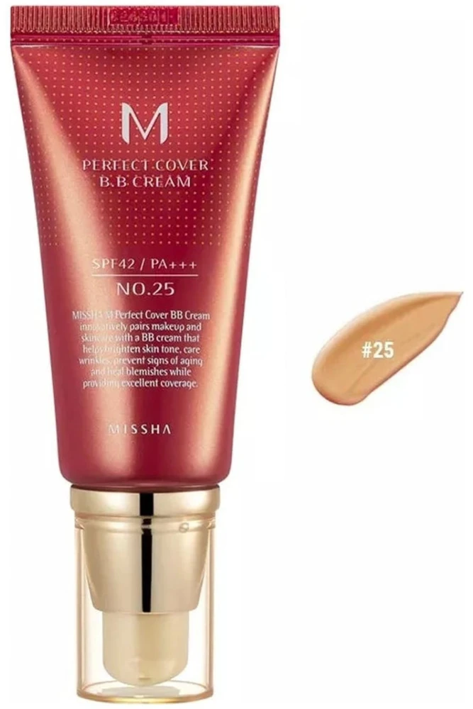 Missha M Perfect Cover BB Cream 25 Warm Beige SPF42/PA+++ BB kremas, 20 ml